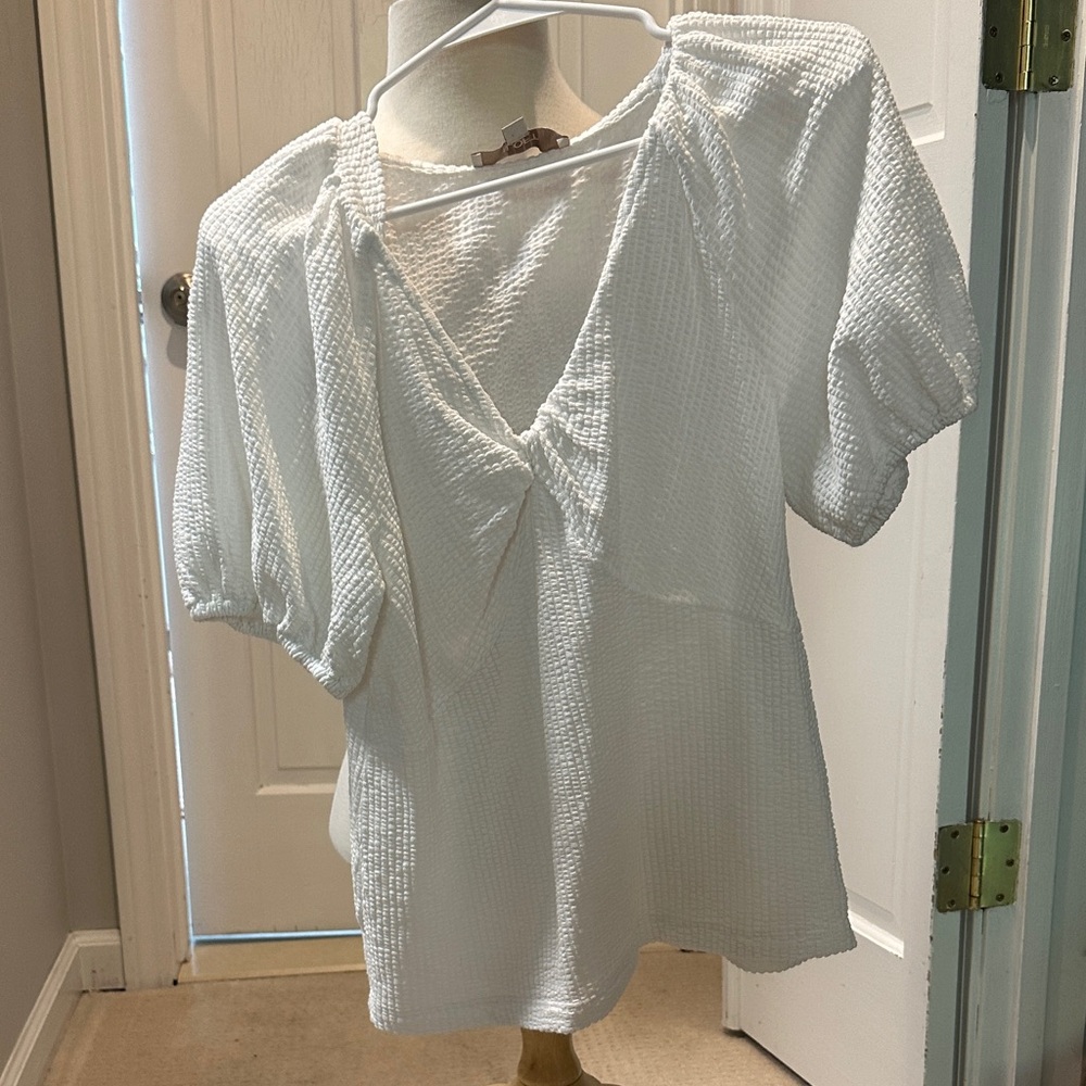 LOFT Textured White Blouse
